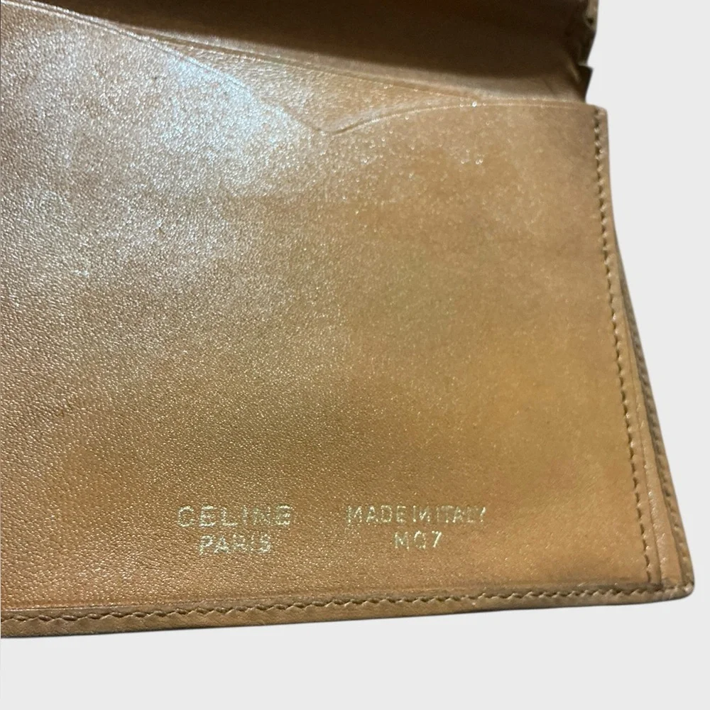Vintage Celine Macadam Kisslock Compact Wallet Brown Monogram Canvas